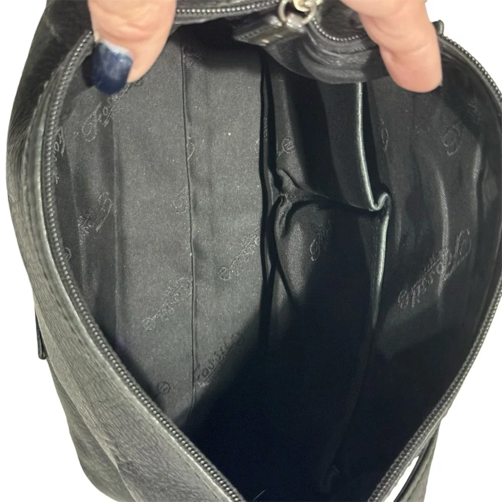Vintage Fossil 1954 Black Supple Pebbled Leather Shoulder Bag 75082‎